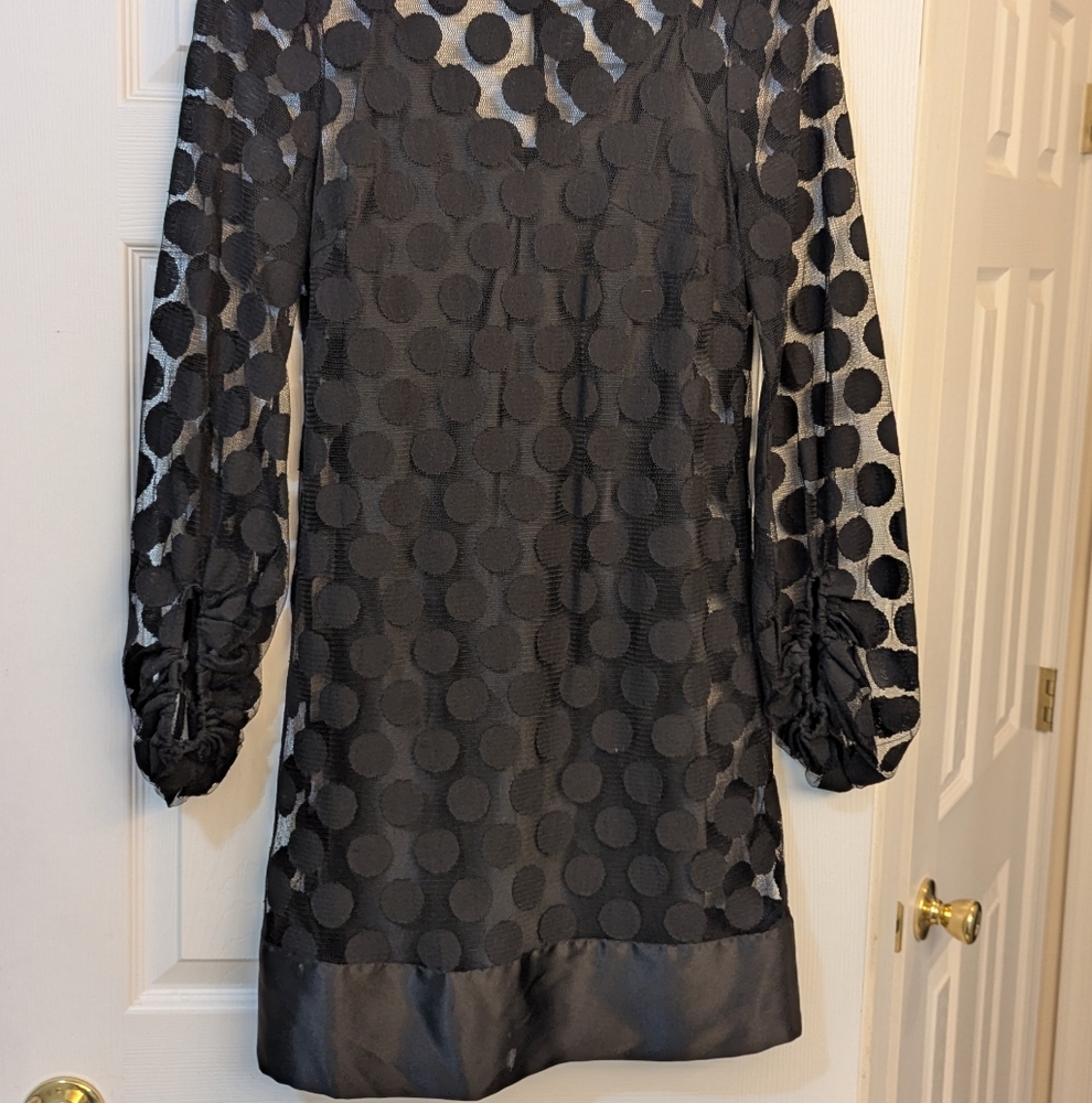 Laundry By Shelli Segal Black Textured Long Sleeve Dress